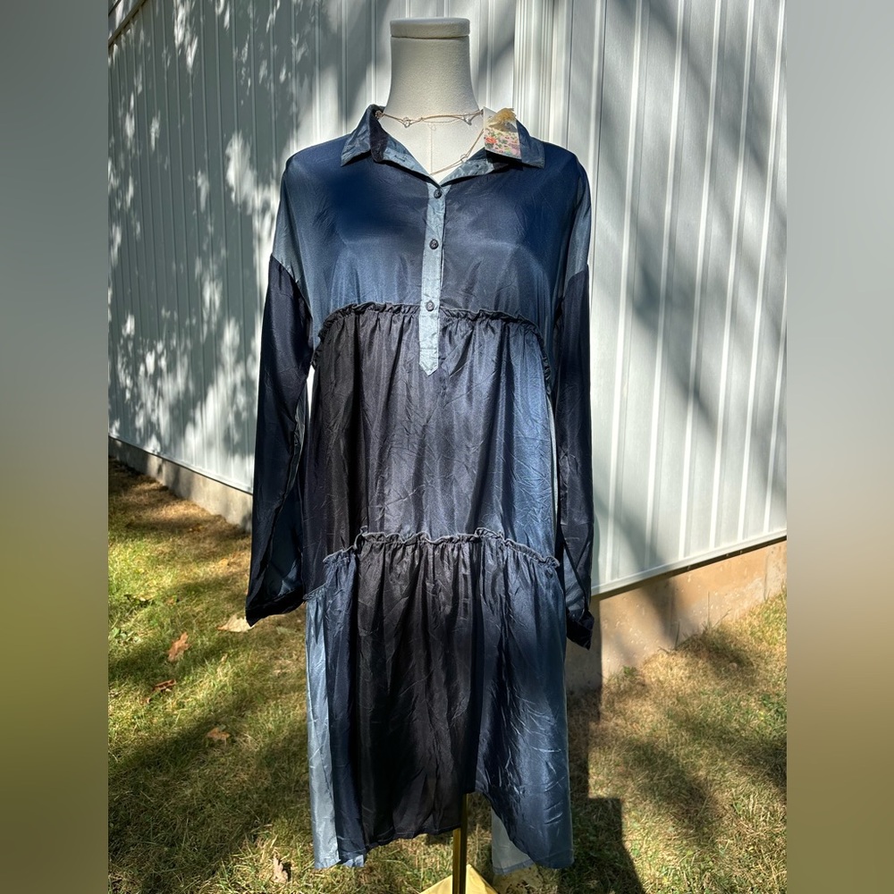 JOHNNY WAS 100% Silk Blue Resort Dress Pete&greta  ( With Tags ) - Picture 2 of 10